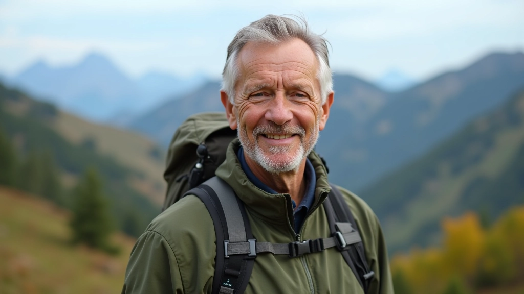 Experienced hiking guide with outdoor background, professional portrait